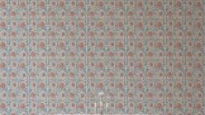 Blue bath with wallpaper