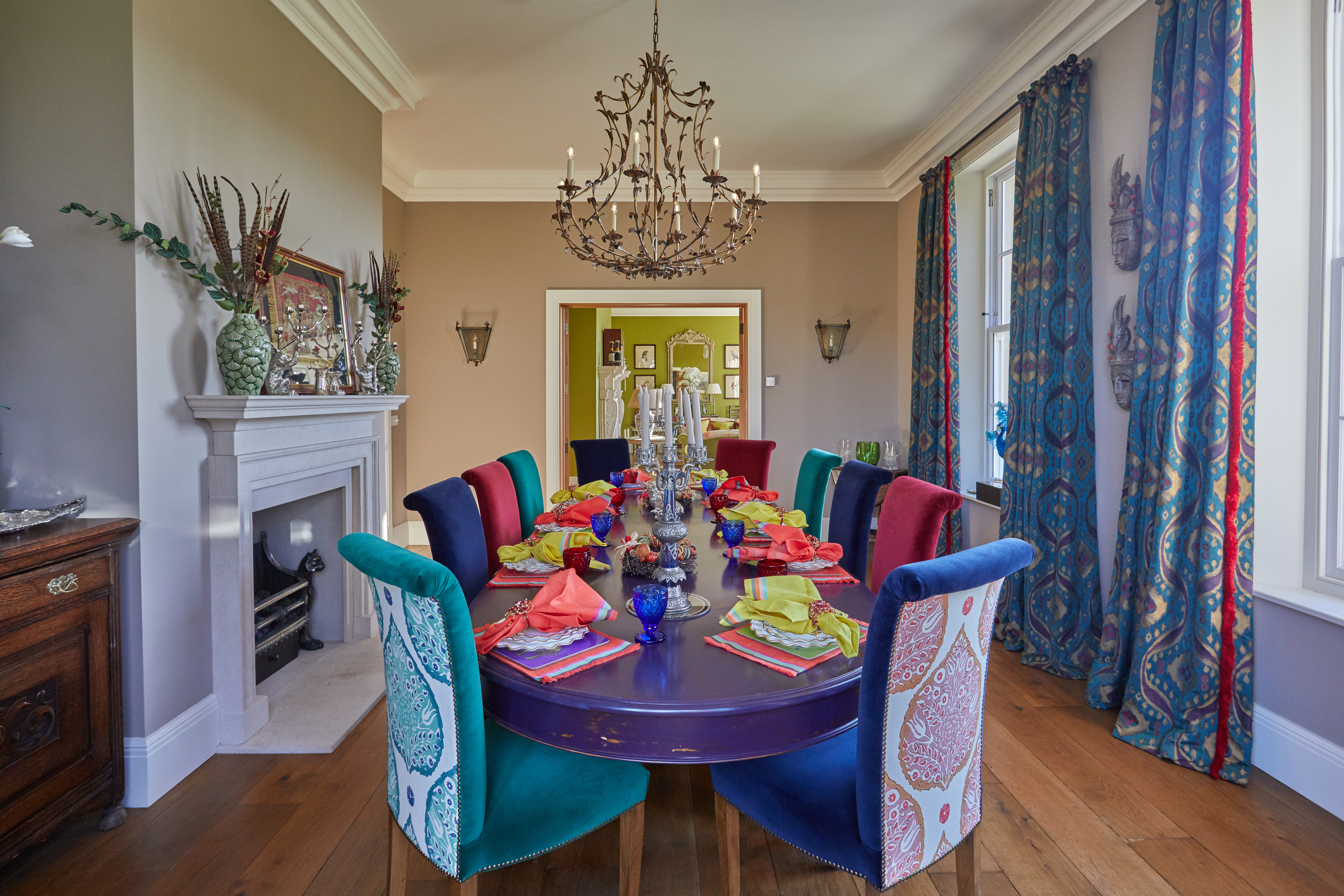 Country House Interior Dining Room by Sarah Woods of William Woods Interior Design